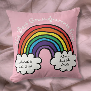 The Best Grandparents Ever Colorful Rainbow Pink Throw Pillow