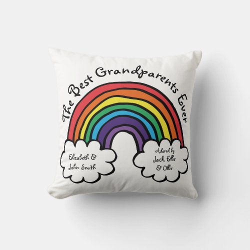 The Best Grandparents Ever Colorful Rainbow Throw Pillow