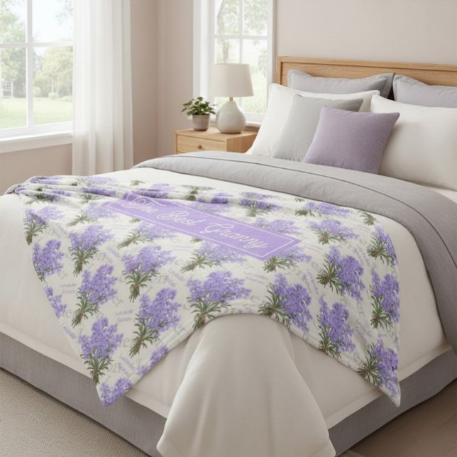The Best Granny Lavender Floral Cozy Fleece Blanke (Creator Uploaded)