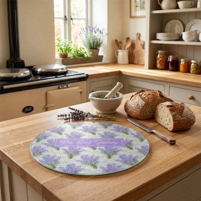 The Best Granny Lavender Personalized Glass Cutting Board (Creator Uploaded)