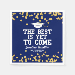 The Best Is Yet To Come Blue Grad Party Napkins