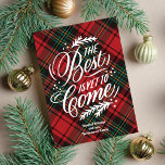 The Best Is Yet To Come Christmas Non-Photo Card<br><div class="desc">This modern non-photo card design features an festive holiday plaid background, the hand-lettered greeting "the best is yet to come", and your message in white script. The background pattern can be removed and replaced with a solid color if you wish - simply scroll to the bottom of the personalization drop-down...</div>