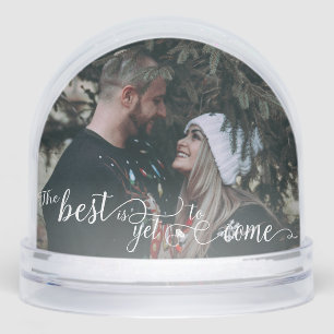 The Best Is yet To Come Engagement Couple Picture  Snow Globe