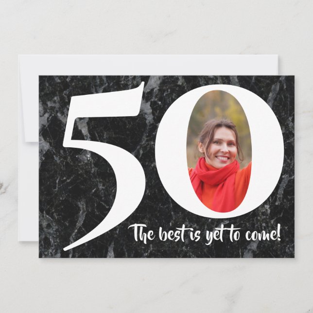 The Best is Yet to Come Marble 50th Birthday Party Invitation (Front)