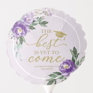The Best Is Yet To Come Purple Floral Grad Party Balloon