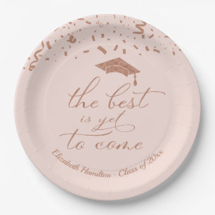 The Best Is Yet To Come Rose Gold Grad Party Pink Paper Plates