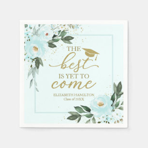 The Best Is Yet To Come Teal Floral Grad Party Napkins
