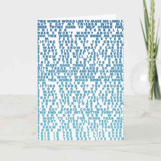 The best life ever complete lyrics Blue Baptism Card (Front)
