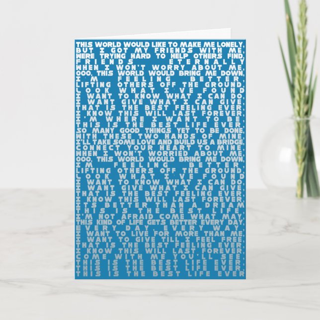 The best life ever complete lyrics Blue Baptism Card (Front)