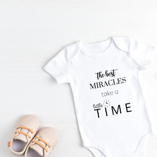 Baby Girl Shirt | Even Miracles Take A Little Time | T-Shirt One Piece Bodysuit | Infertility IVF IUI Adoption | Pregnancy Announcement