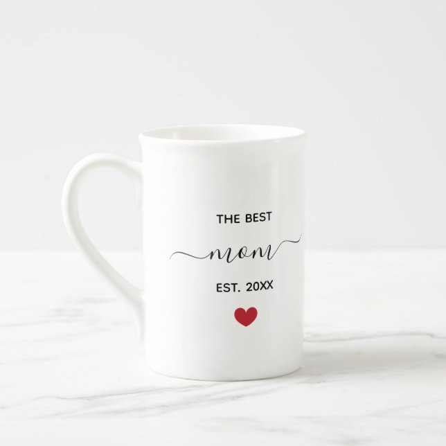 The best mom ‘est year’ bone china mug (Left)
