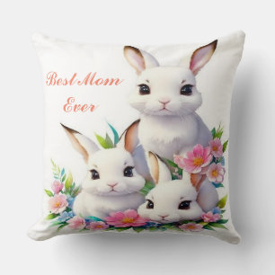  The "Best Mom Ever" Bunny Throw Pillow