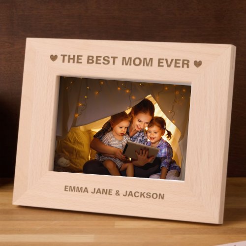 The Best Mom Ever Hearts and Names Engraved Frames