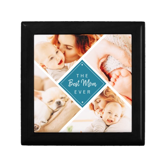 The Best Mom Ever Modern Custom Photos Gift Box (Front)