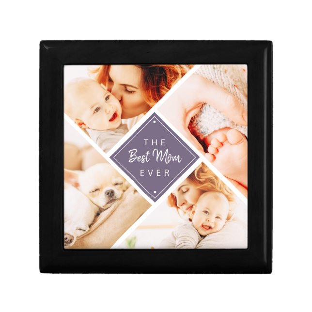The Best Mom Ever Modern Custom Photos Gift Box (Front)