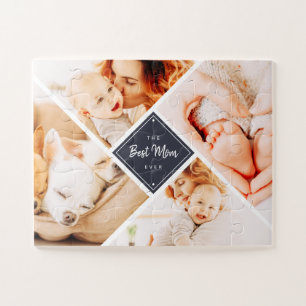 The Best Mom Ever Modern Custom Photos Jigsaw Puzzle