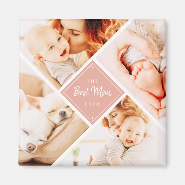 The Best Mom Ever Modern Custom Photos Magnet (Front)