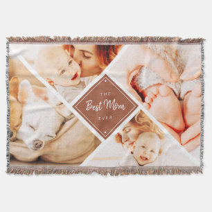 The Best Mom Ever Modern Custom Photos Throw Blanket