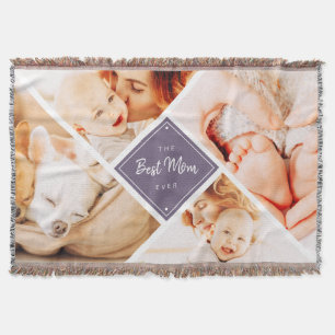 The Best Mom Ever Modern Custom Photos Throw Blanket