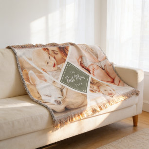 The Best Mom Ever Modern Custom Photos Throw Blanket