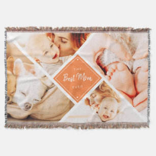 The Best Mom Ever Modern Custom Photos Throw Blanket