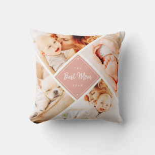 The Best Mom Ever Modern Custom Photos Throw Pillow