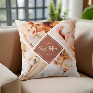 The Best Mom Ever Modern Custom Photos Throw Pillow