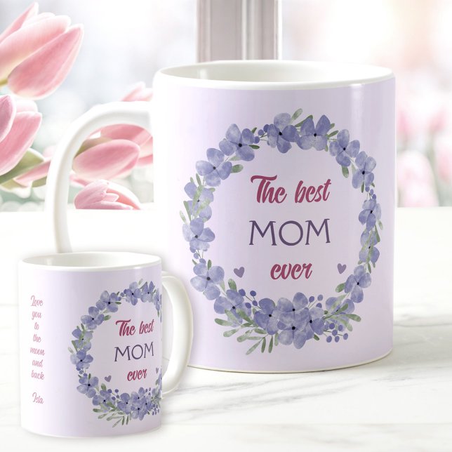 The Best Mom Ever Mother's Day Custom Text Purple Coffee Mug (The Best Mom Ever Mother's Day Custom Text Purple Coffee Mug)