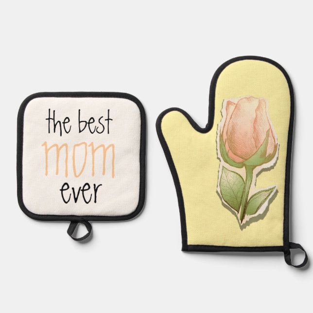 The best mom ever oven mitt & pot holder set (Front)