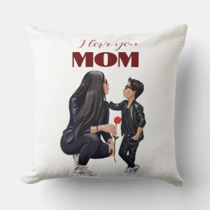 "The Best Mom of the Boy" Throw Pillow