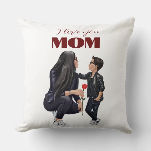 The Best Mom of the Boy Throw Pillow