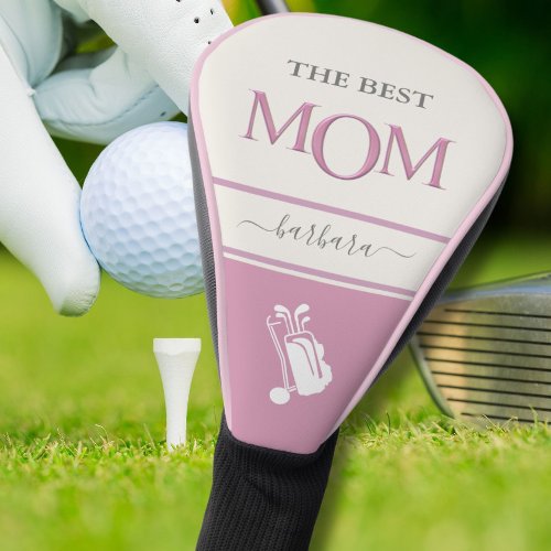 The Best Mom Stylish Pink Lavender Lettering Golf Head Cover