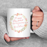 The Best Moms Get Promoted to Grandma Two-Tone Coffee Mug<br><div class="desc">Celebrate grandma-to-be with our beautiful custom gift featuring the phrase "The Best Moms Get Promoted to Grandma" in elegant, modern typography. Customize the text with any special name - Nana, Mimi, Gigi, etc! Surrounded by a lovely coral pink floral wreath design, this heartfelt keepsake is the perfect way to show...</div>