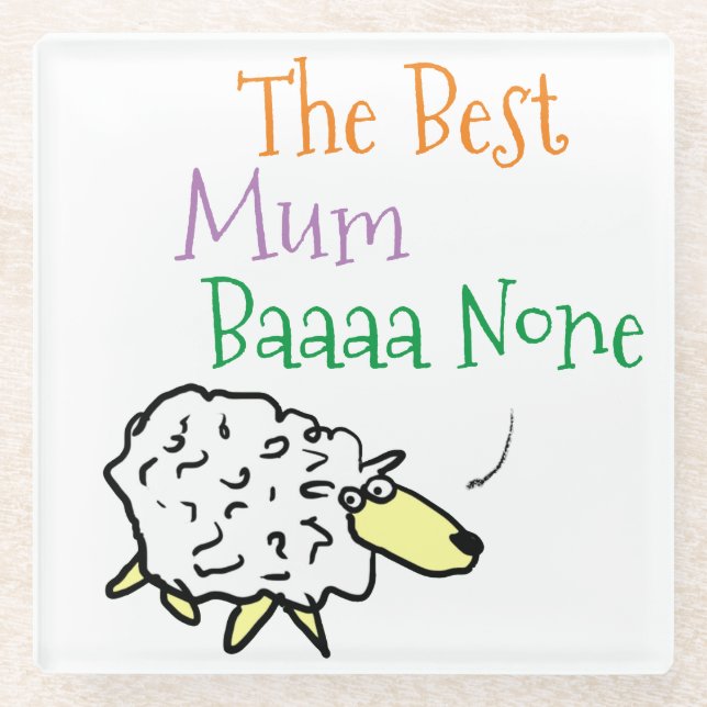 The Best Mum Baaa None Pillar Candle Glass Coaster (Front)