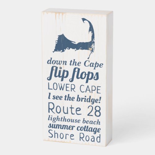 The Best of Cape Cod Map Navy Blue Wooden Box Sign