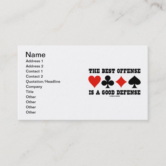 The Best Offense Is A Good Defense (Bridge) Business Card