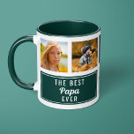 The Best Papa Ever Green Collage Custom Photo Mug<br><div class="desc">The Best Papa Ever Green Collage Custom Photo Mug. Personalize this custom 8 photo collage design with your own text and pictures.</div>