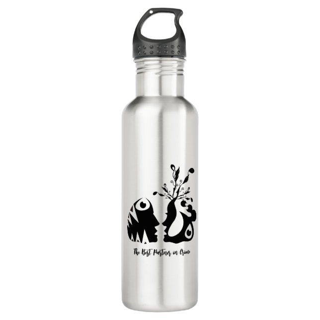 The best partner in crime stainless steel water bottle (Front)