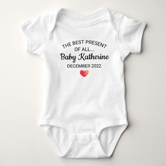 The Best Present of All Pregnancy Announcement Baby Bodysuit (Front)