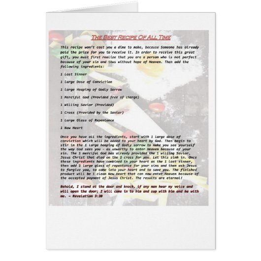 The Best Recipe of All Time - Gospel Tract (Front)