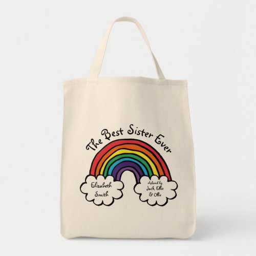 The Best Sister Ever Rainbow Tote Bag