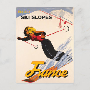 The Best Ski Slopes in France, Vintage Postcard