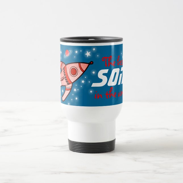 The best son in the universe blue red travel mug (Center)