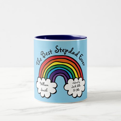 The Best Stepdad Ever Stepfather Rainbow Blue Two_Tone Coffee Mug