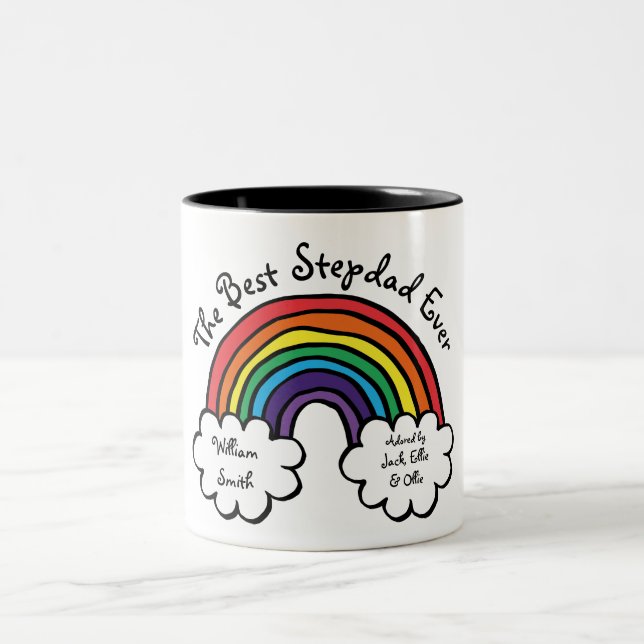 The Best Stepdad Stepfather Ever Rainbow Two-Tone Coffee Mug (Center)