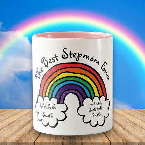 The Best Stepmom Stepmother Ever Rainbow Fun Two_Tone Coffee Mug