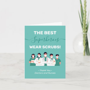 The Best Superheroes Wear Scrubs Letterpress Thank You Card