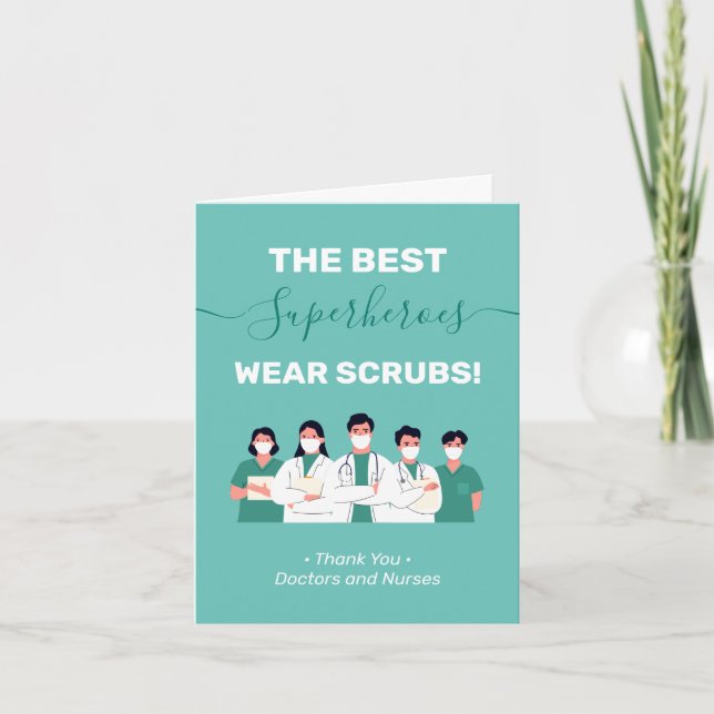 The Best Superheroes Wear Scrubs Thank You Card (Front)