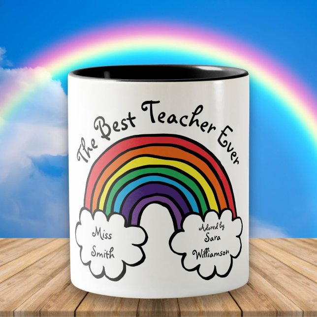 The Best Teacher Ever Rainbow Two-Tone Coffee Mug (Creator Uploaded)