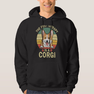 The Best Therapy Is A Corgi Vintage Dad Mom Dog Pa Hoodie